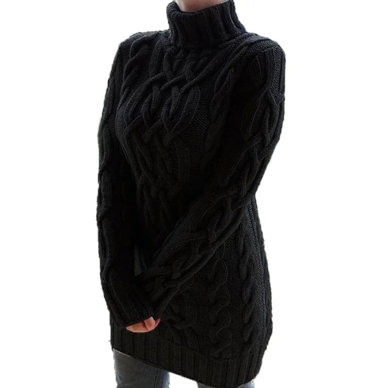 Chunky Cable Knit Turtleneck Sweater – 5 Colors