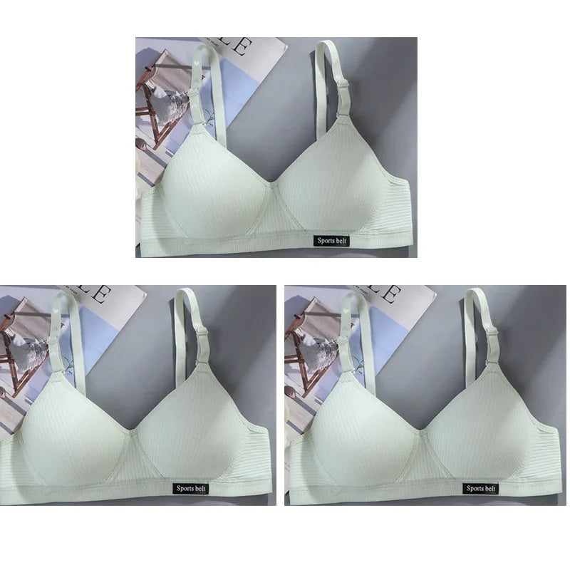 3-Pack Women's Wireless Bra – Seamless Thin Padded V-Shape Everyday Comfort Bra