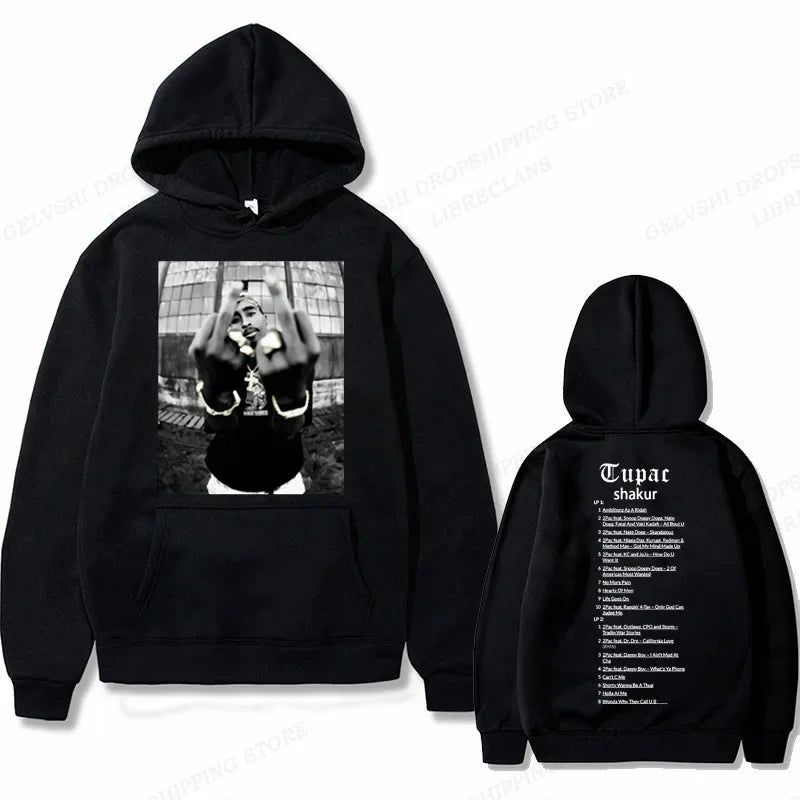 2Pac Graphic Hoodie – Unisex Oversized Fleece Hip Hop Sweatshirt