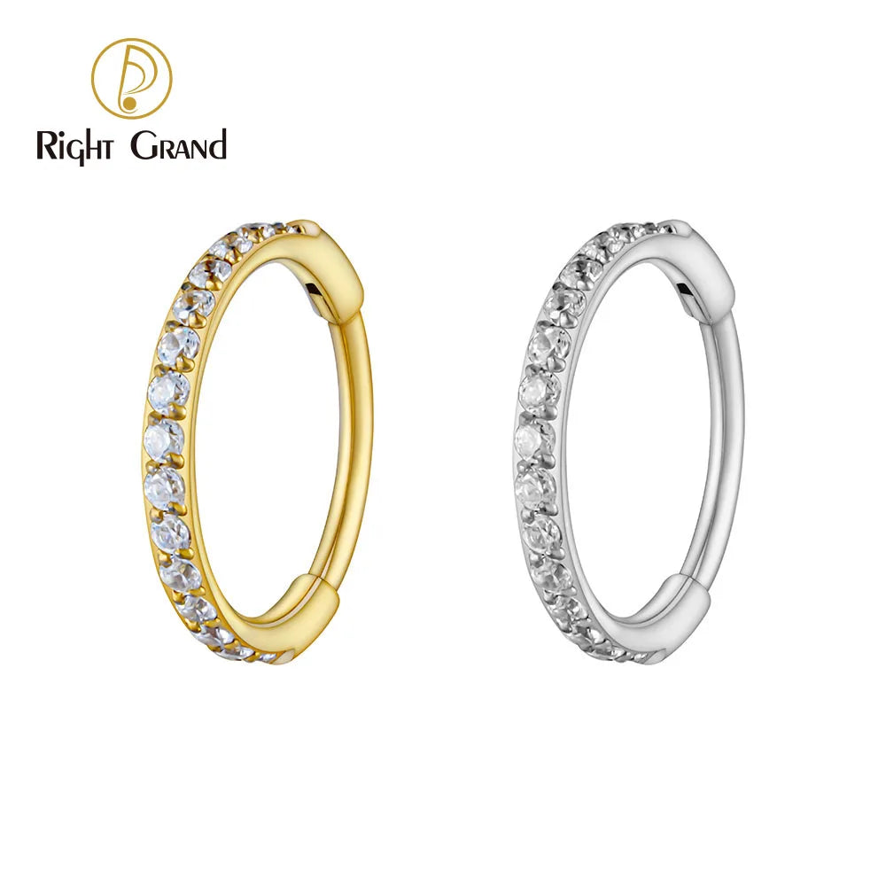ASTM F136 Titanium Huggie Hoop Earring – 16G CZ Cartilage & Helix Piercing