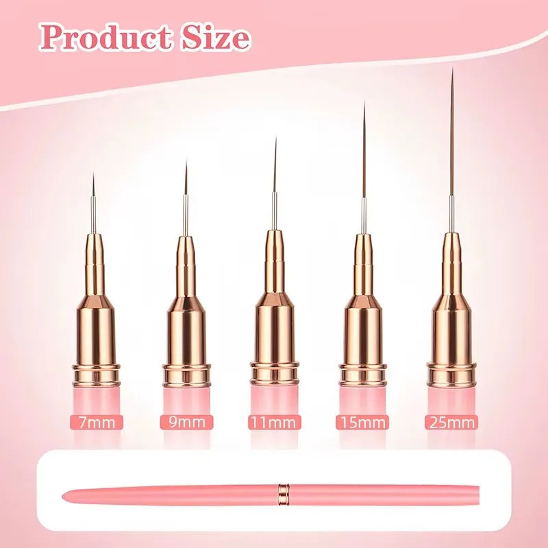 Nail Art Liner Brush Set – 5 Pieces