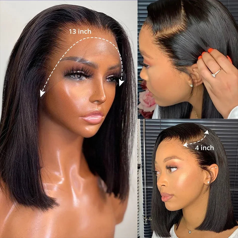 220% Density Straight Bob Lace Front Wig — Brazilian Remy Human Hair