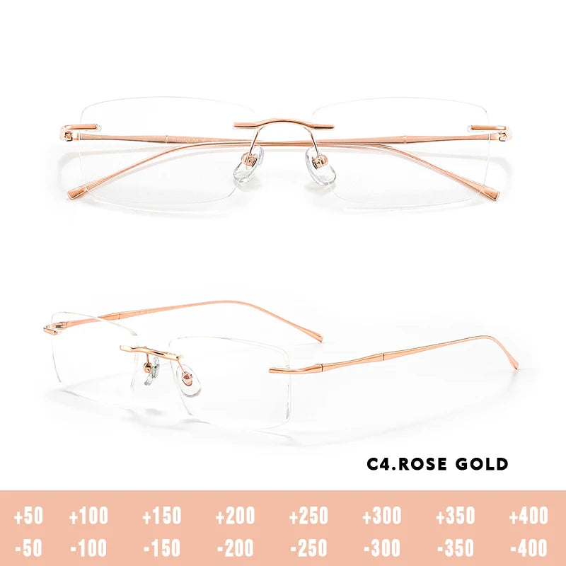 O-Q CLUB Ultra-Light Titanium Rimless Prescription Glasses | Unisex