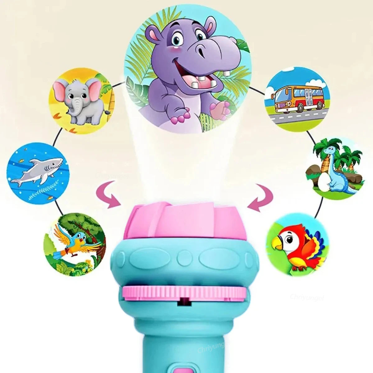Kids Projector Flashlight – 10 Slide Cards, 80 Images, Bedtime Storytelling Toy