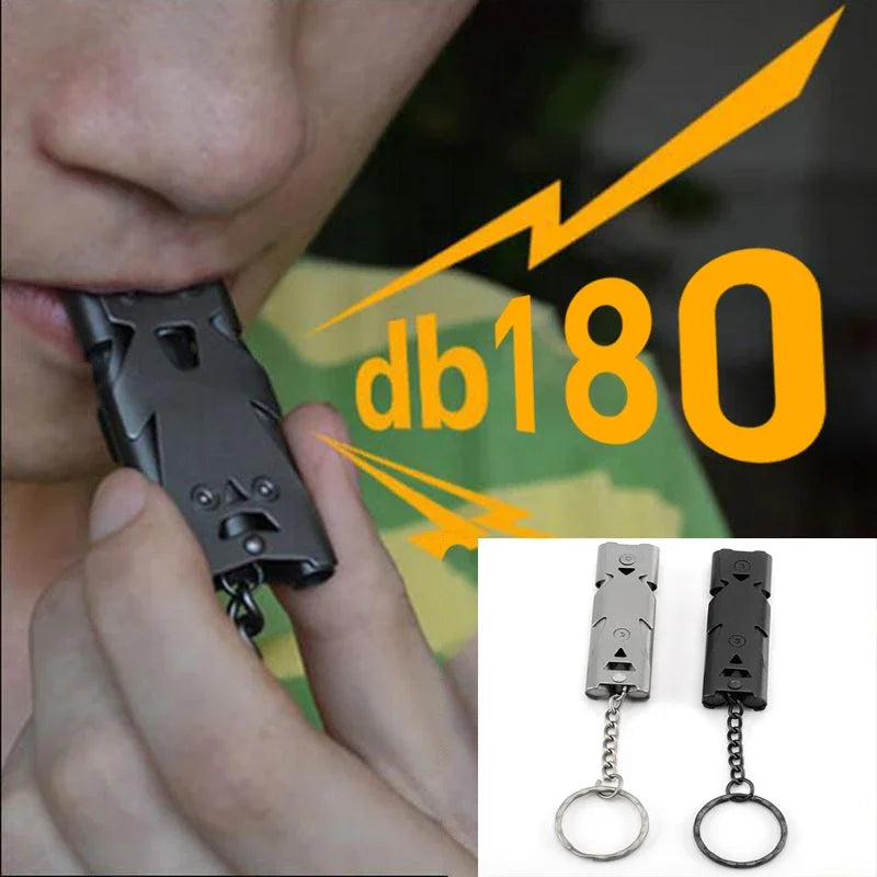 Silbato de Supervivencia de Emergencia de Doble Tubo de 120dB – Aleación de Aluminio, Impermeable | EDC SOS