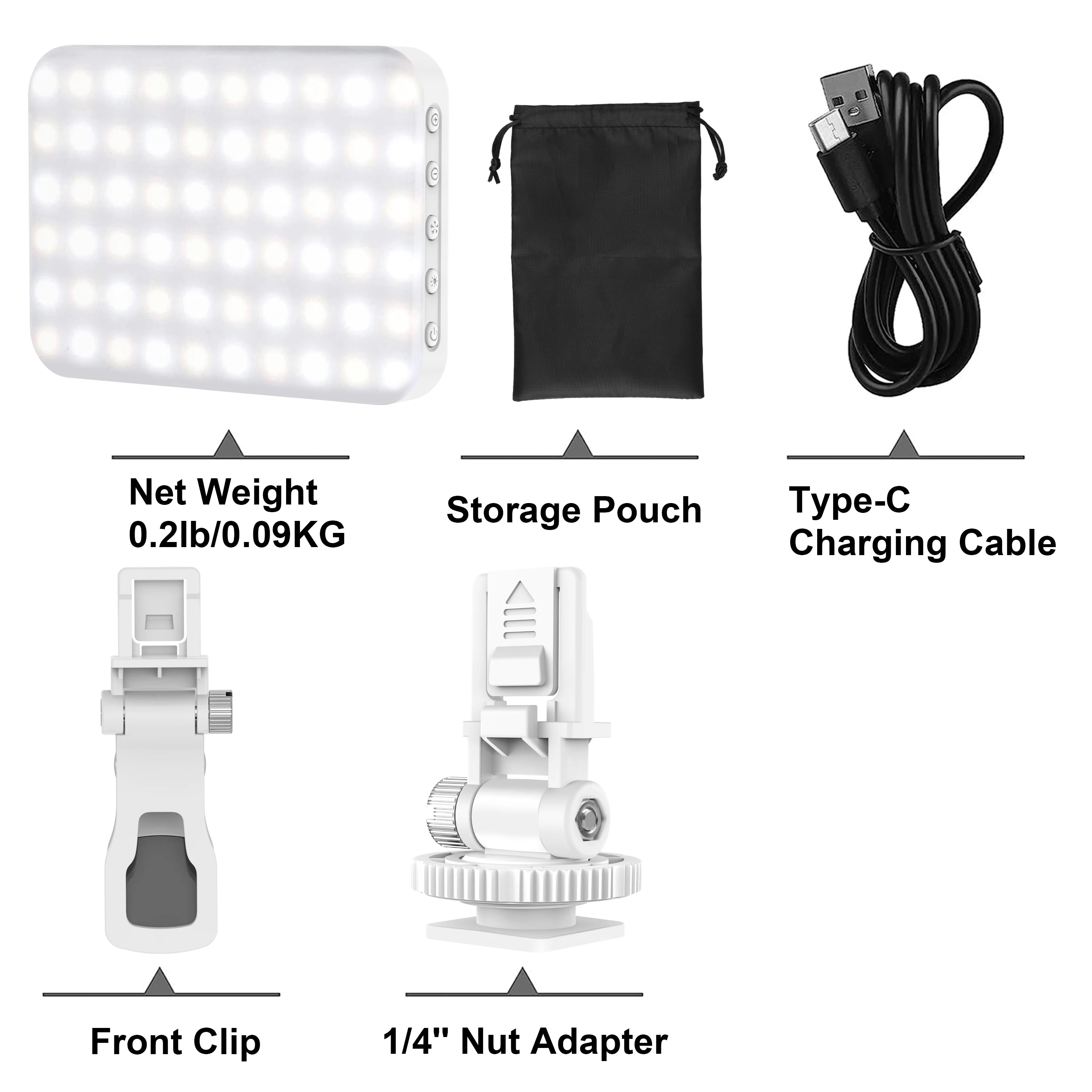 LED Selfie Ring Light — 60 LEDs, 7 Brightness Modes, Bi-Color 2500K-6500K