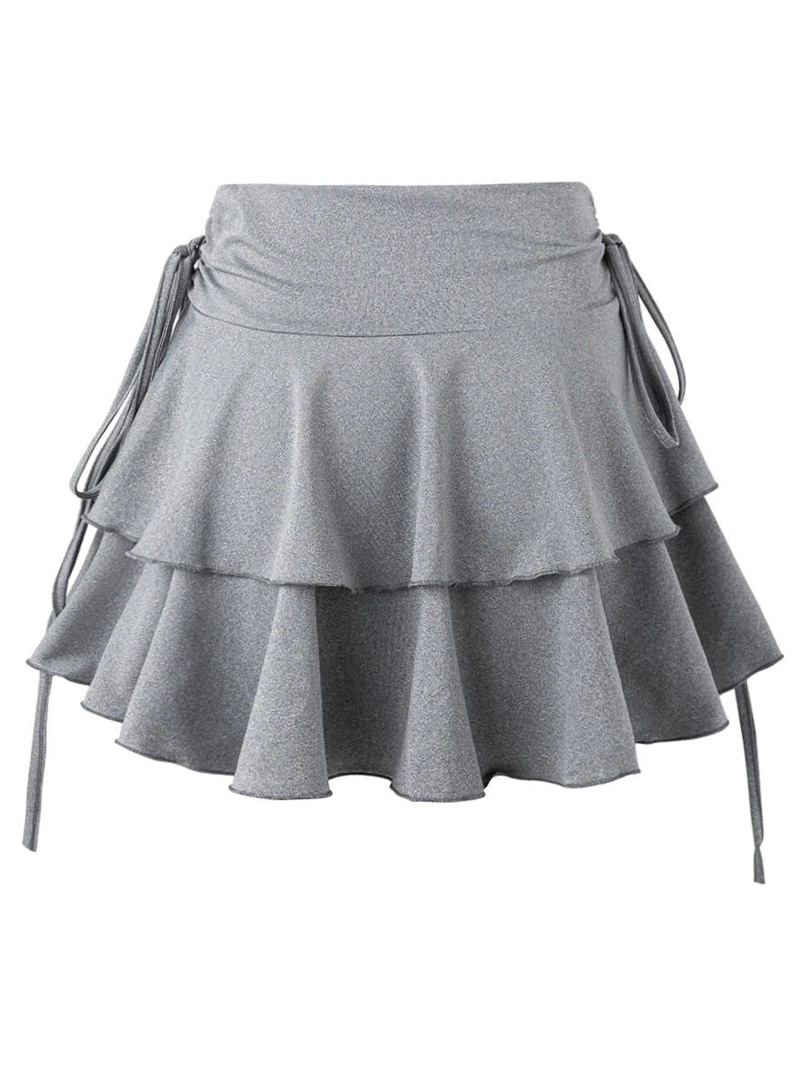 High-Waist Solid Color Mini Skirt