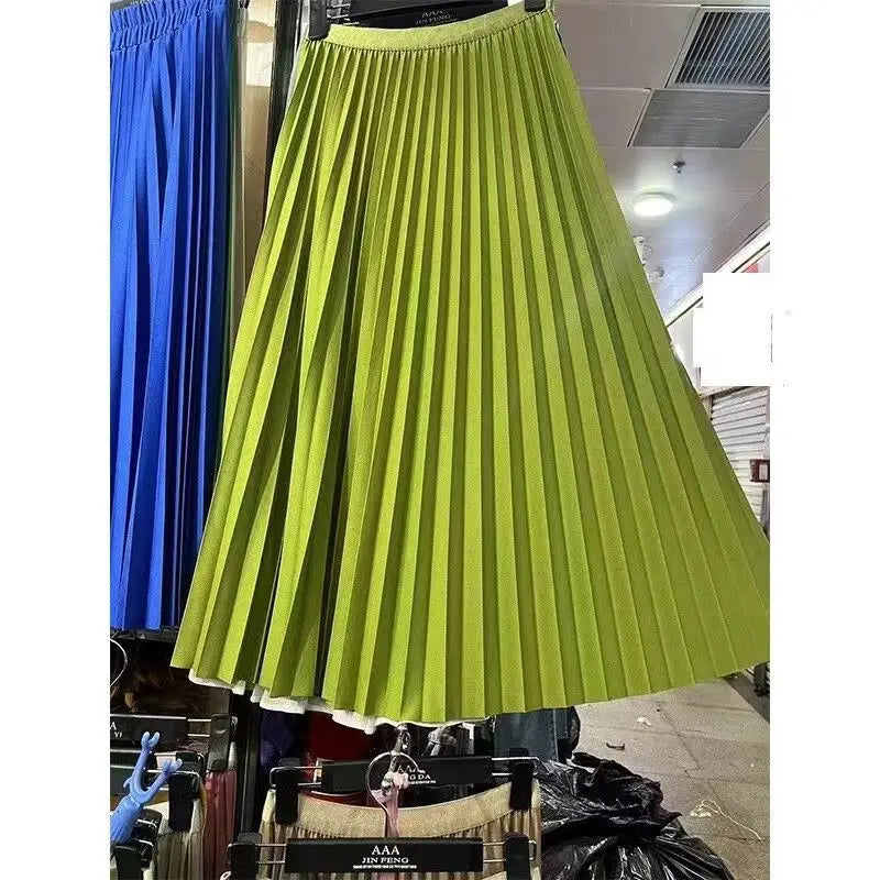 Elegant High-Waist Pleated Midi Skirt