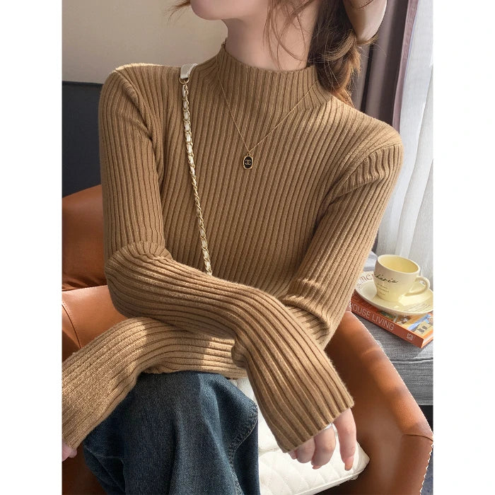 Ribbed Turtleneck Slim Knit Sweater – 7 Colors