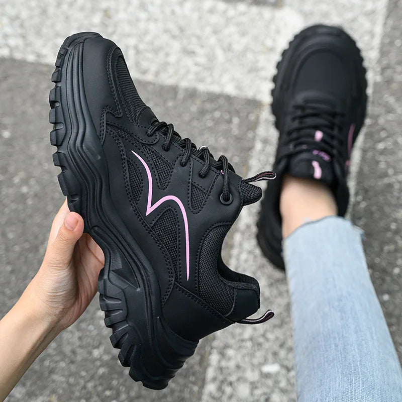 Women's Steel Toe Safety Sneaker – Black with Pink Accent