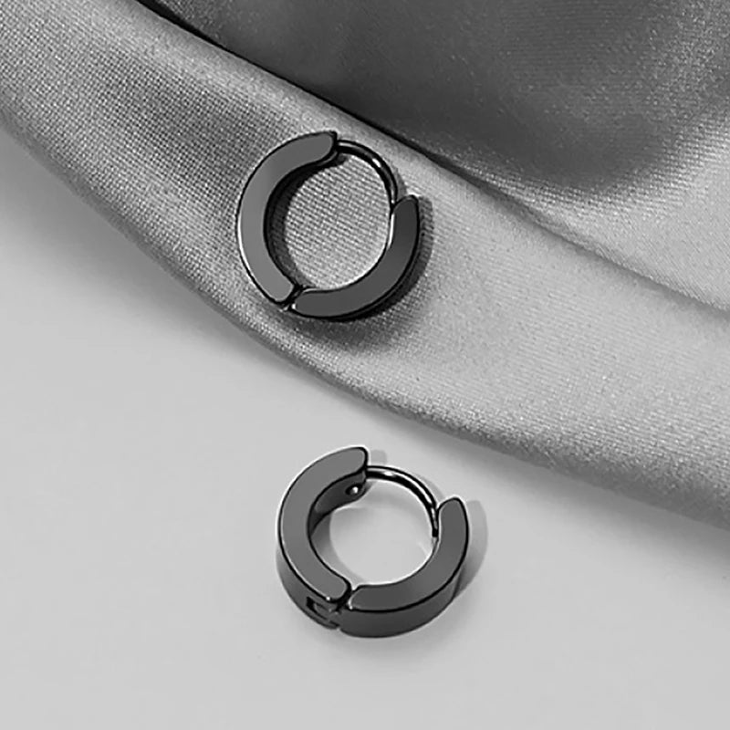 Punk Stainless Steel Hoop & Stud Earrings – Unisex Round & Cross Style