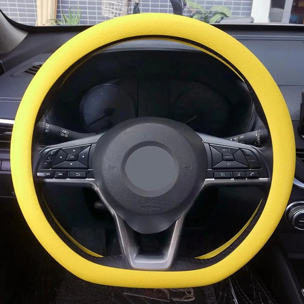 Non-Slip Silicone Steering Wheel Cover – Universal 38cm, Breathable & Elastic