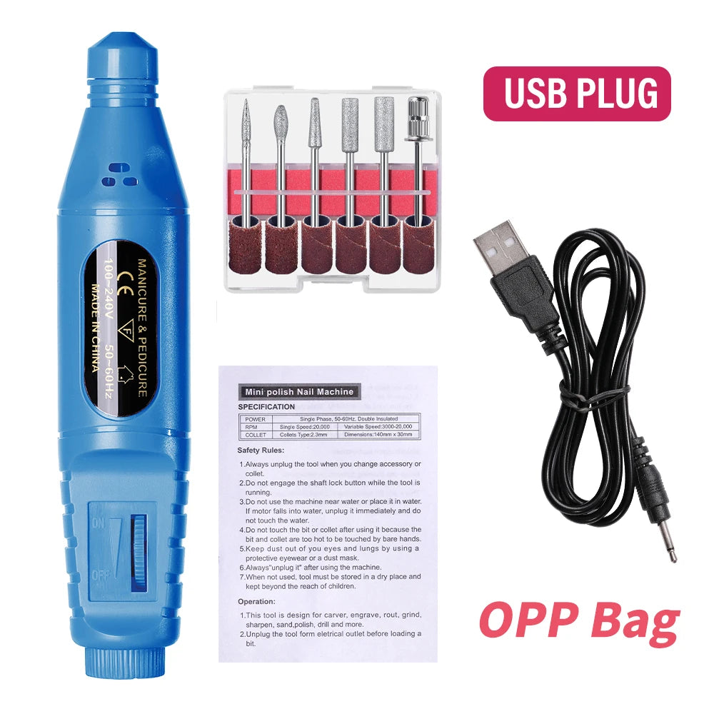 Electric Nail Drill Kit – USB Powered Portable Manicure & Nail File Machine