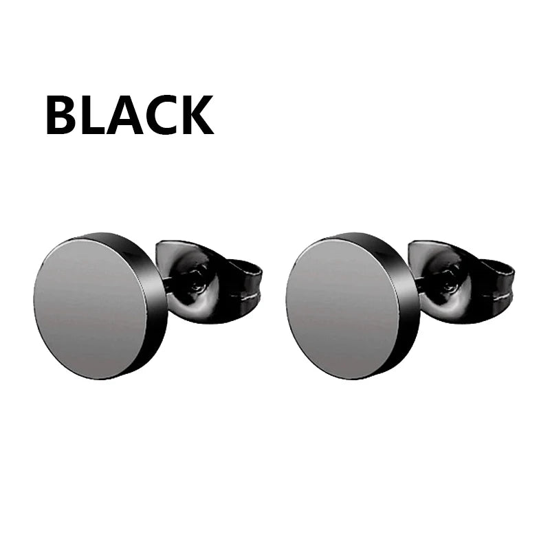 Punk Stainless Steel Hoop & Stud Earrings – Unisex Round & Cross Style