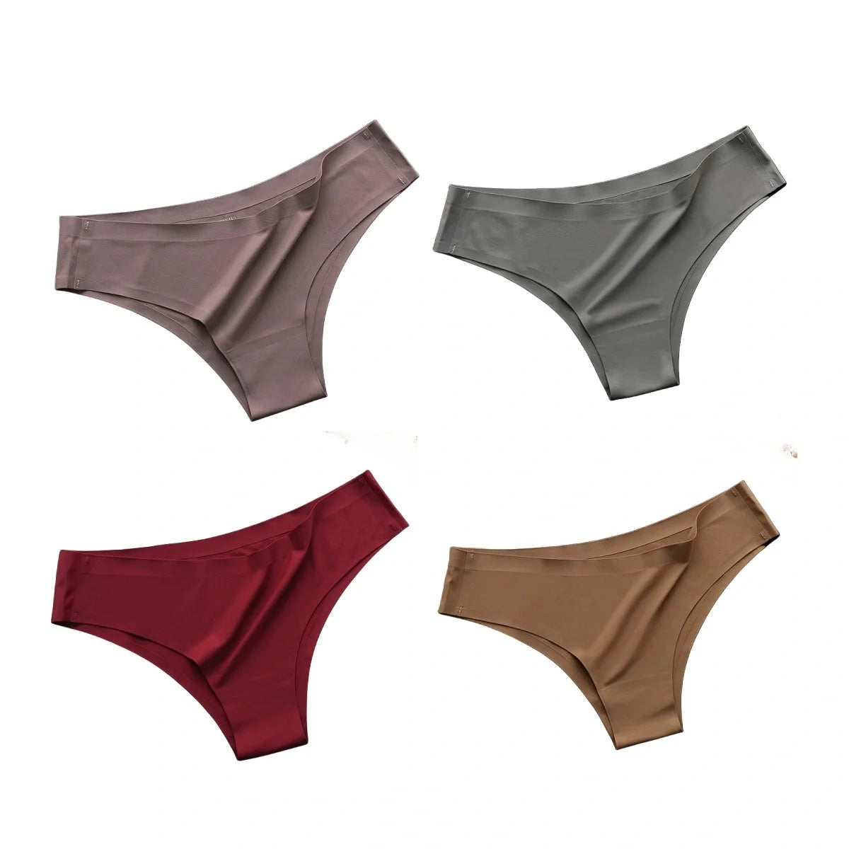 Women's 4-Pack Seamless Ice Silk Brazilian Panties | Low-Rise Bikini Briefs M-XL