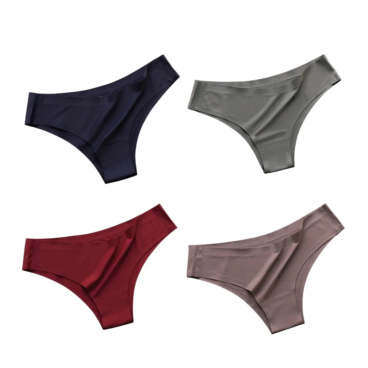 Women's 4-Pack Seamless Ice Silk Brazilian Panties | Low-Rise Bikini Briefs M-XL