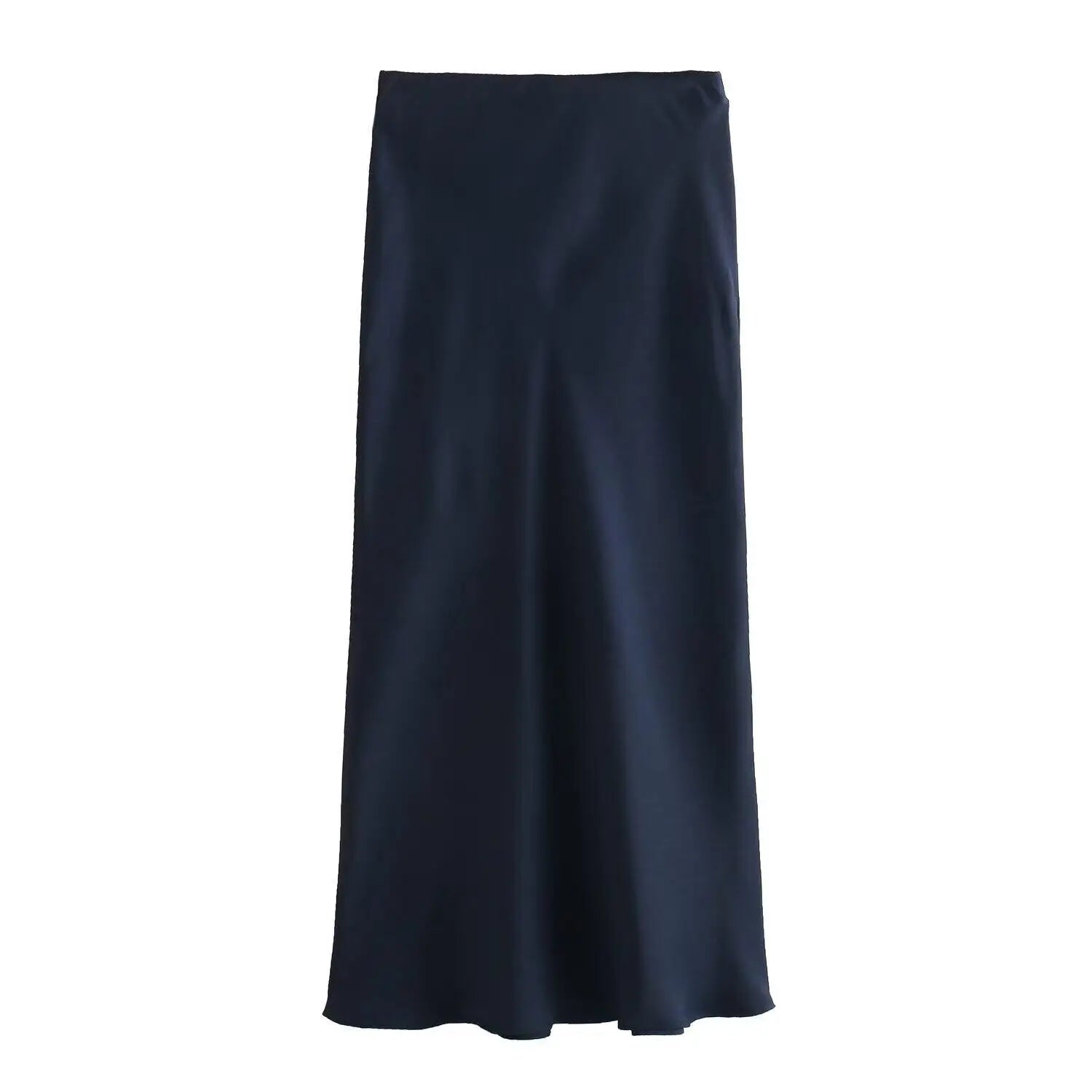 Satin High-Waist Midi Skirt – Solid Colors