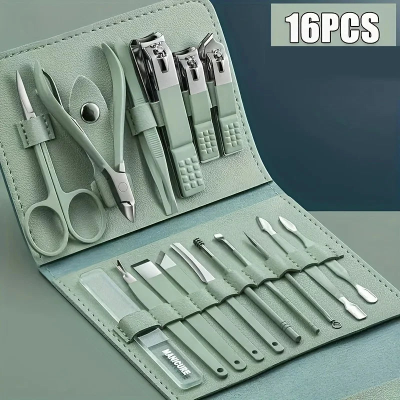 16-Piece Professional Nail Clipper & Cuticle Nipper Set with Travel Case