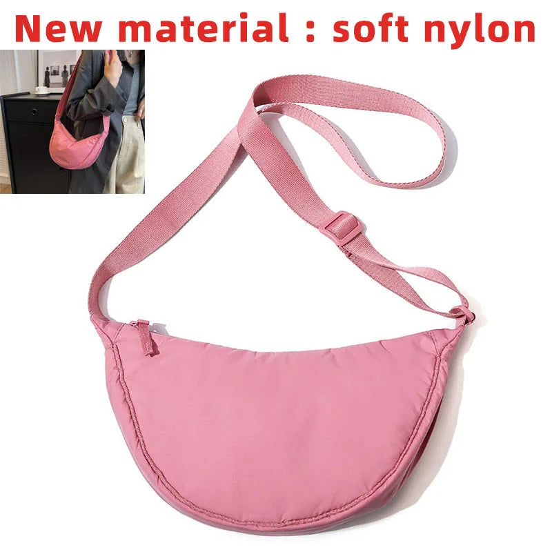 Nylon Padded Crossbody Shoulder Bag — Lightweight Travel Messenger Bag for Women