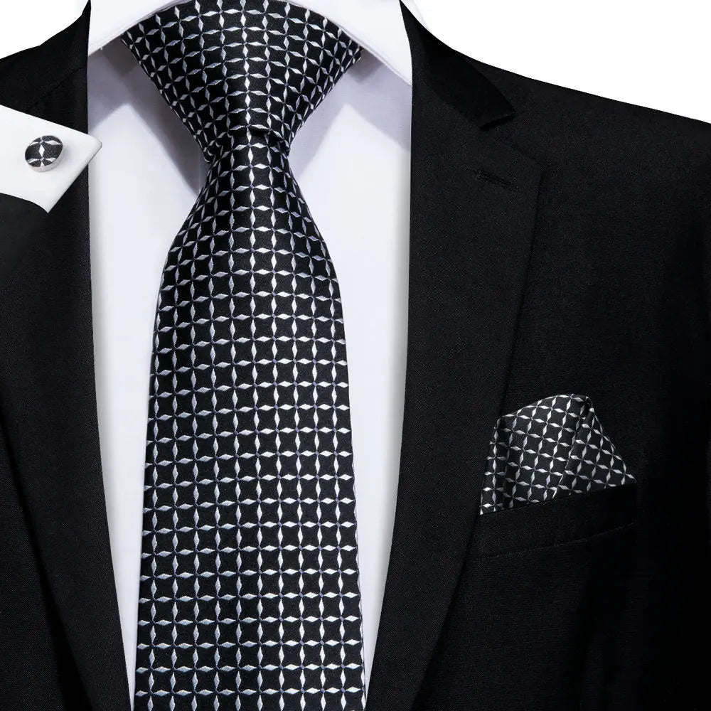 Floral Necktie Set for Men — Tie, Pocket Square & Cufflinks