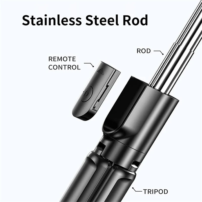 3-in-1 Selfie Stick Tripod – Fill Light, Bluetooth Remote & Foldable Stand