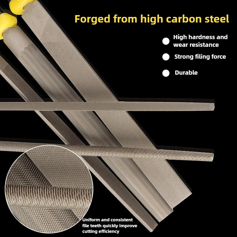 High-Carbon Steel Mini File Set — Coarse Double-Cut Files for Metal & DIY Work