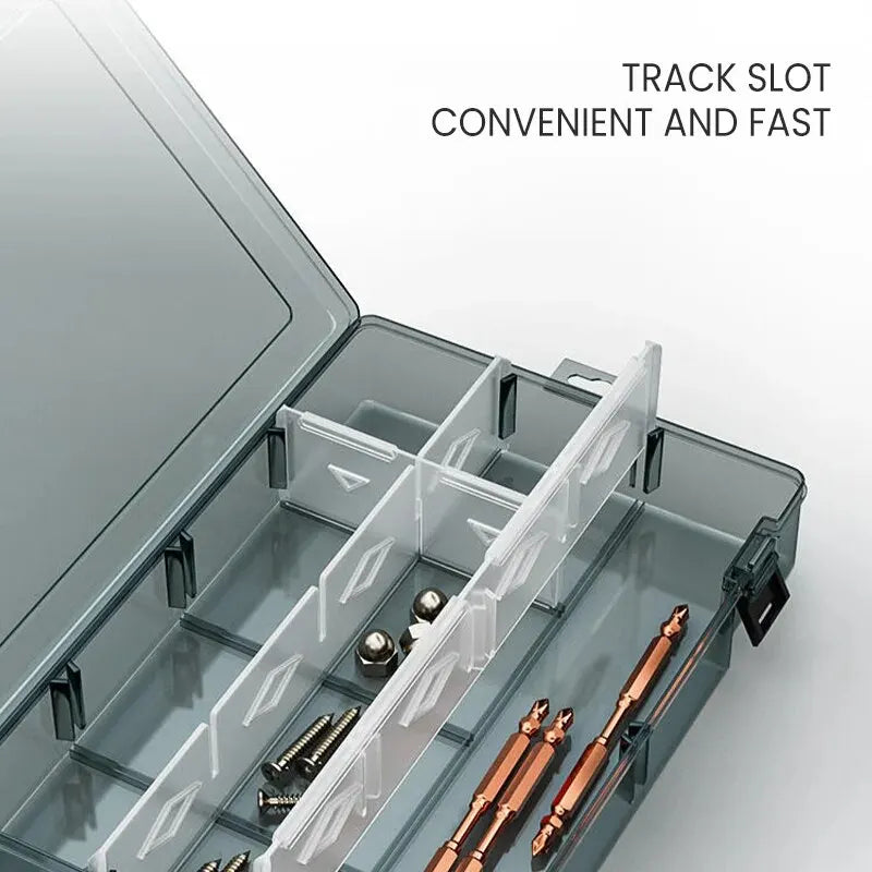Parts Storage Box with Removable Dividers — Screws, Bits & Small Parts Organizer