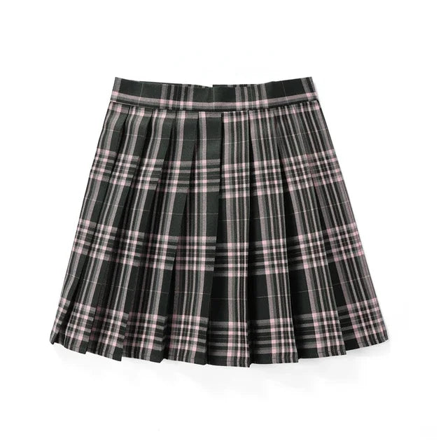 Plaid Pleated Mini Skirt