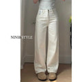 High-Waist Light Wash Straight-Leg Jeans