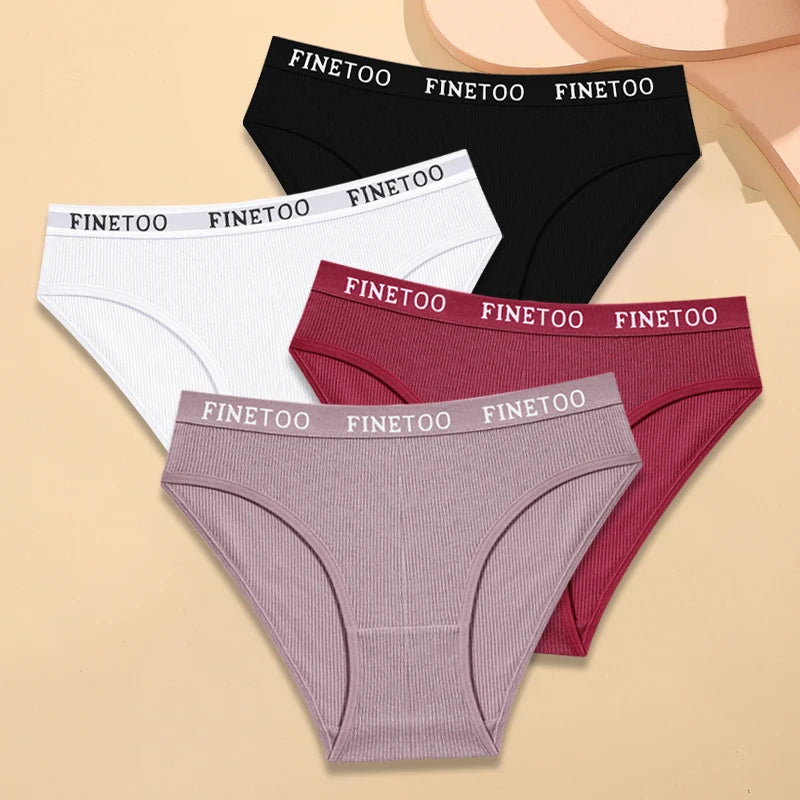 Women's 4-Pack Cotton Striped Briefs | Low-Rise Breathable Underwear M-XXL