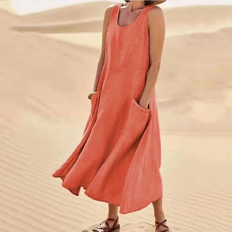 Women's Sleeveless Loose Sundress with Pockets