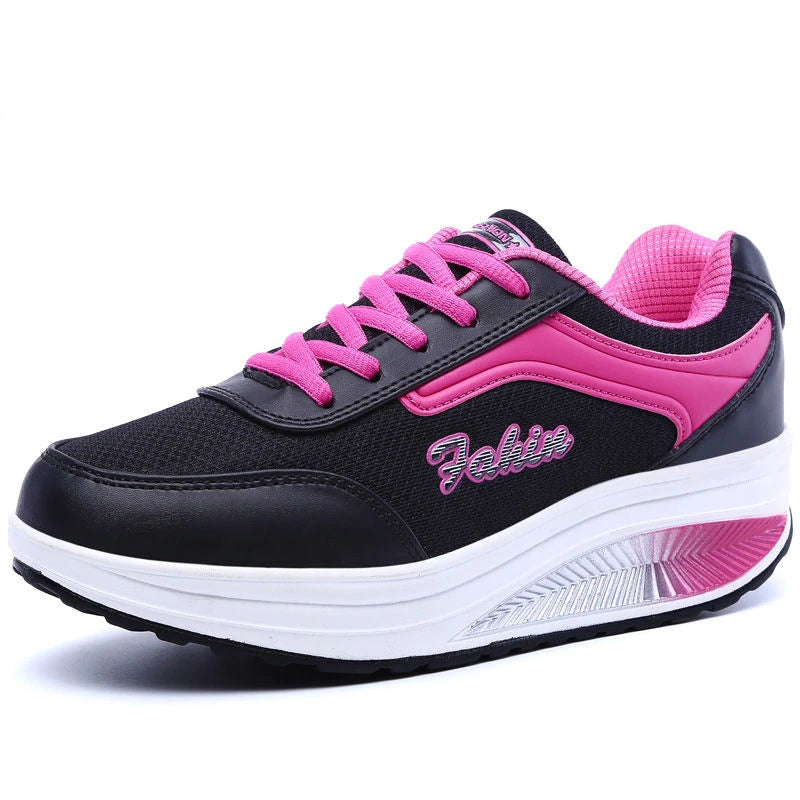 Zapatillas deportivas de malla transpirable con cordones para mujer – Zapatillas ligeras y acolchadas para caminar