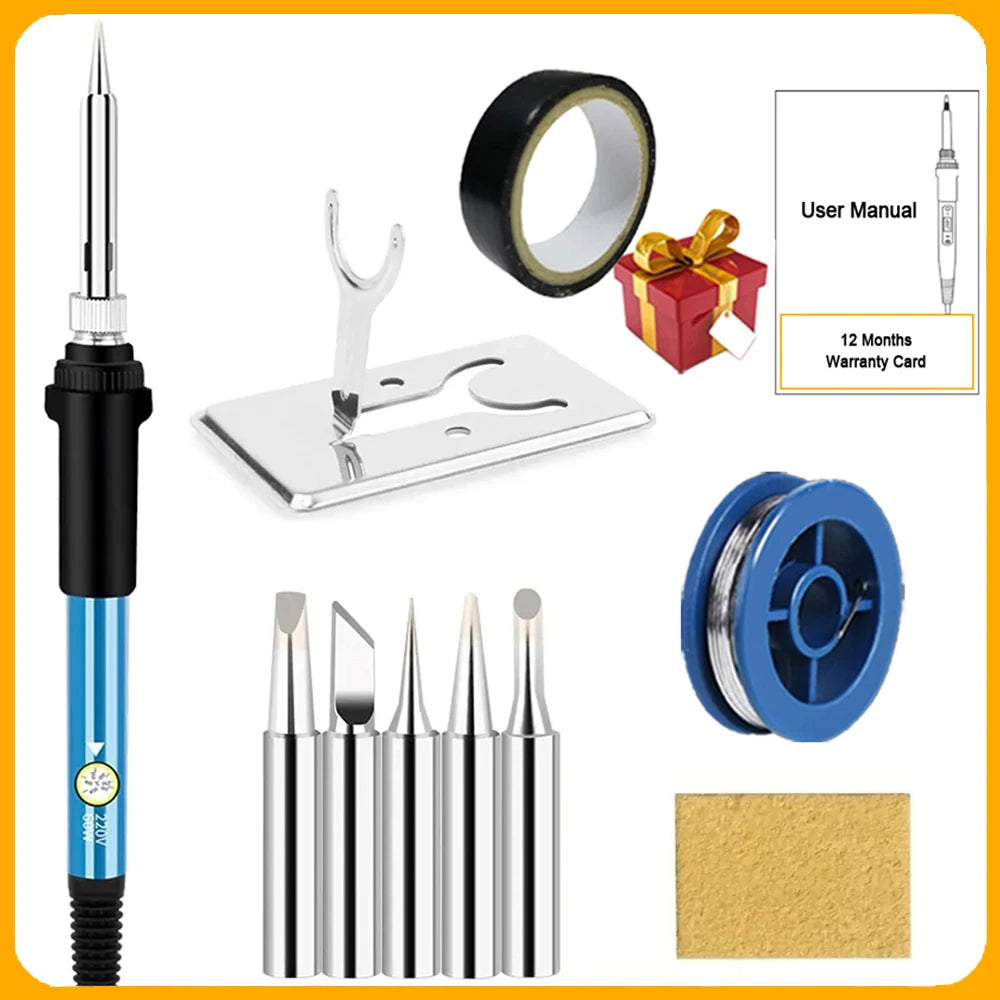 Electric Soldering Iron Kit – 60W Adjustable Temp, 10/16/20-in-1, US & EU Plug