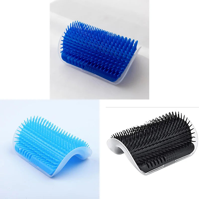 Cat Self-Groomer Brush & Massage Comb with Catnip – Corner Wall Scratcher for Kittens & Cats