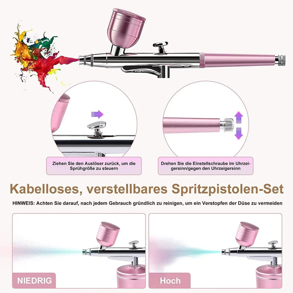 Single-Action Airbrush Pen — 0.3mm Nozzle Spray Gun for Art, Nails & Cake Decorating