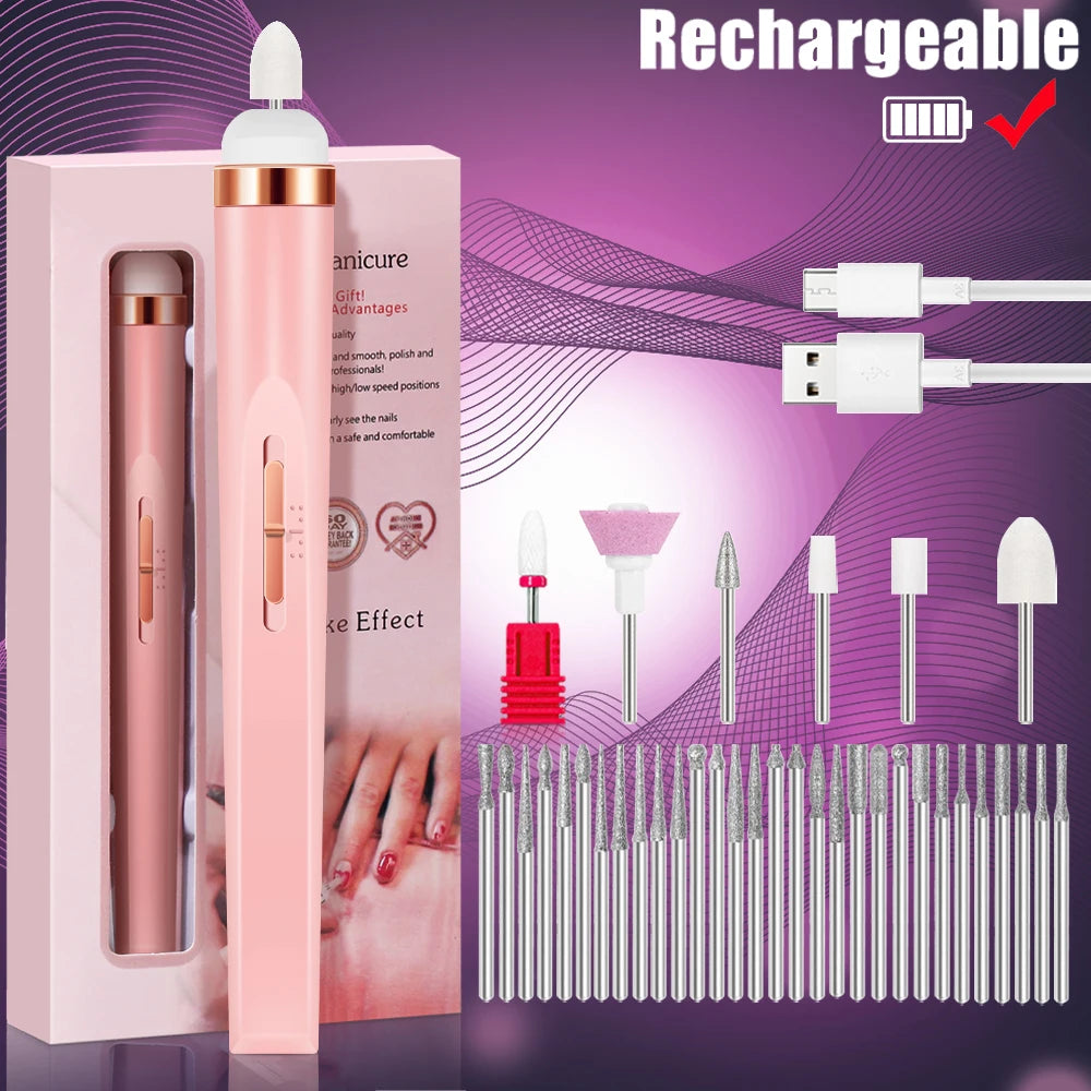 Electric Nail Drill Machine – USB Rechargeable