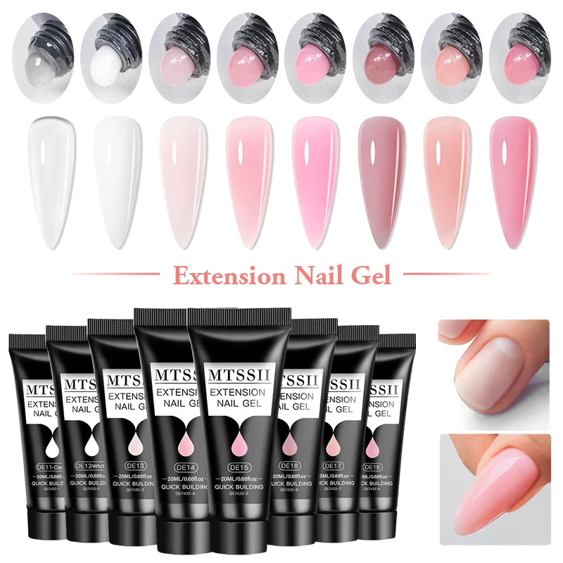 5-Piece Poly Nail Extension Gel Set – 20ml UV/LED Soak Off