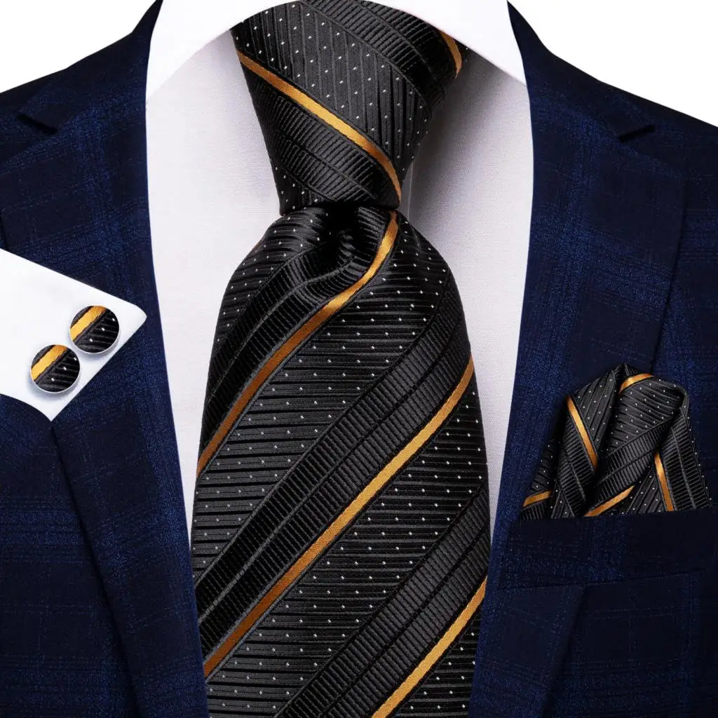 Floral Necktie Set for Men — Tie, Pocket Square & Cufflinks