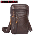 Men's Genuine Leather Waist Pack — Belt Bag, Phone Pouch & Crossbody Chest Bag
