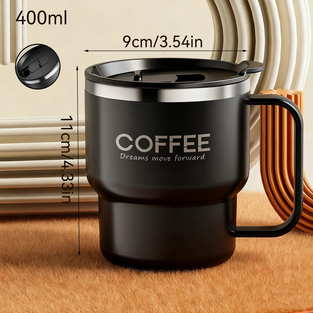 Stainless Steel Insulated Coffee Mug with Handle – Double Wall, Leak-Proof