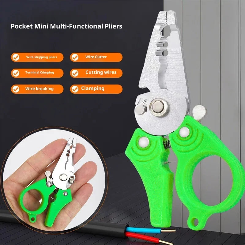 Pocket-Sized Multi-Function Wire Stripping Pliers — Cable Cutter & Crimping Tool
