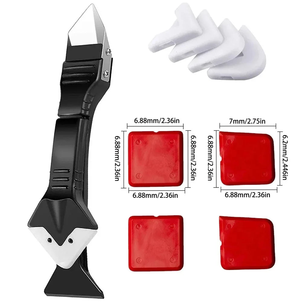Caulking & Silicone Finishing Tool Kit — Scraper, Smoother & Grout Remover Set