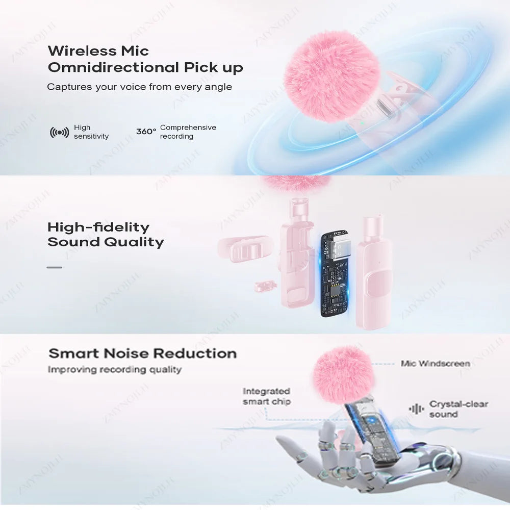 Portable Mini Wireless Lavalier Microphone — Plug & Play for iPhone & Android