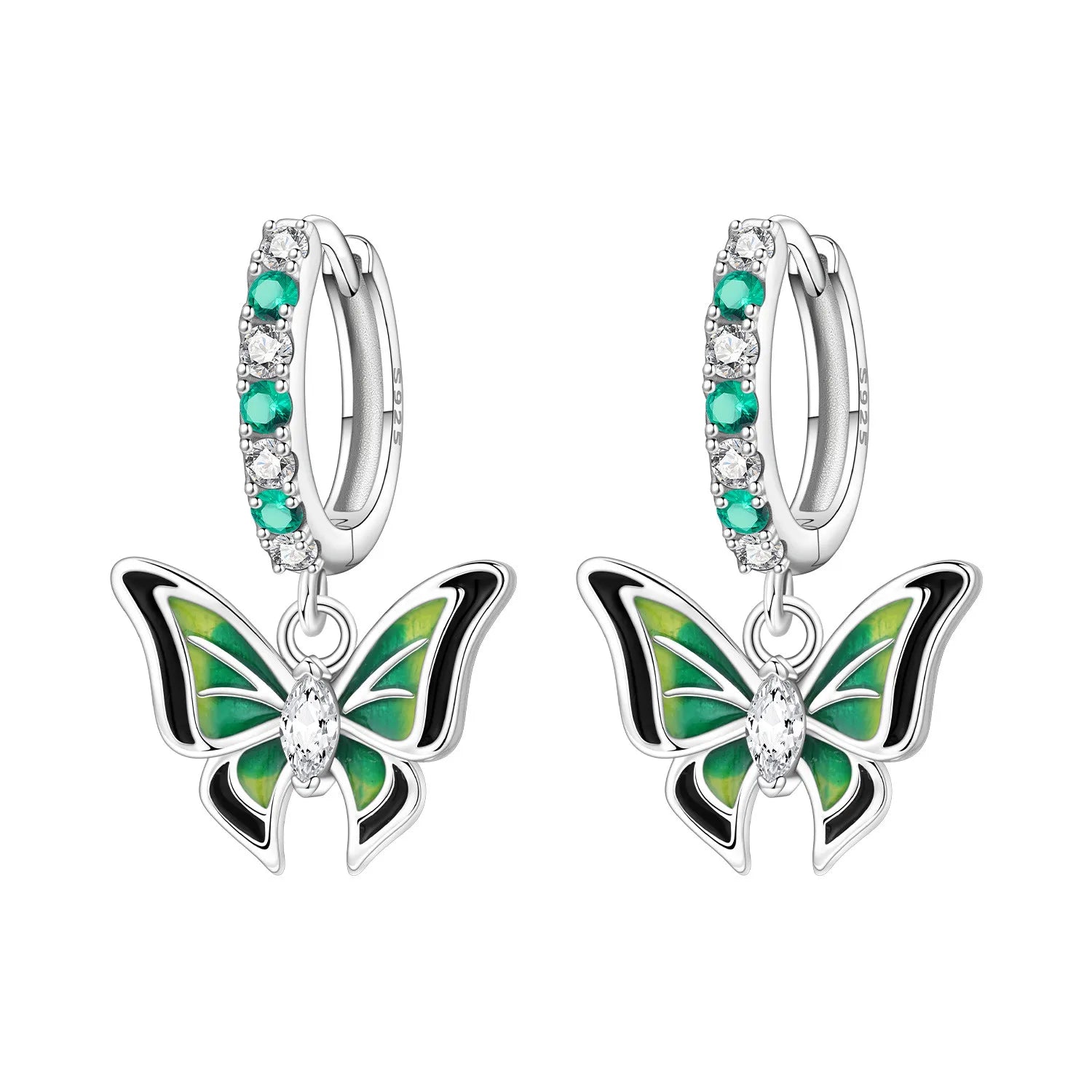 925 Sterling Silver Zircon Butterfly Drop Earrings – Women's Fine Jewelry