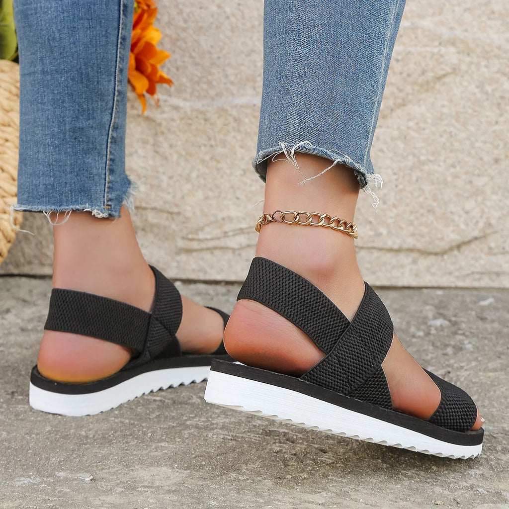 Women's Flat Sandals – Anti-Slip Casual Slides in Black & Khaki