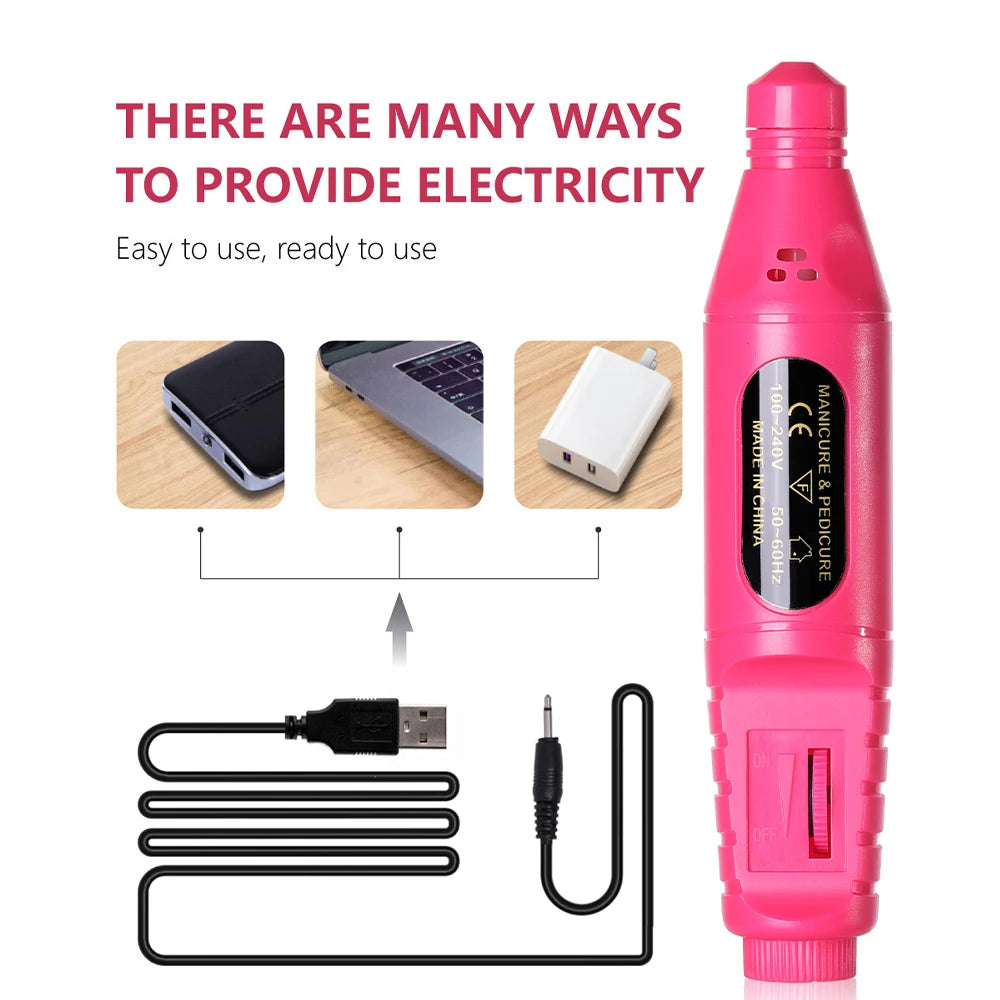 Electric Nail Drill Kit – USB Powered Portable Manicure & Nail File Machine