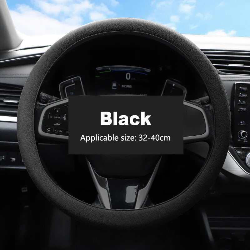 Non-Slip Silicone Steering Wheel Cover – Universal 38cm, Breathable & Elastic