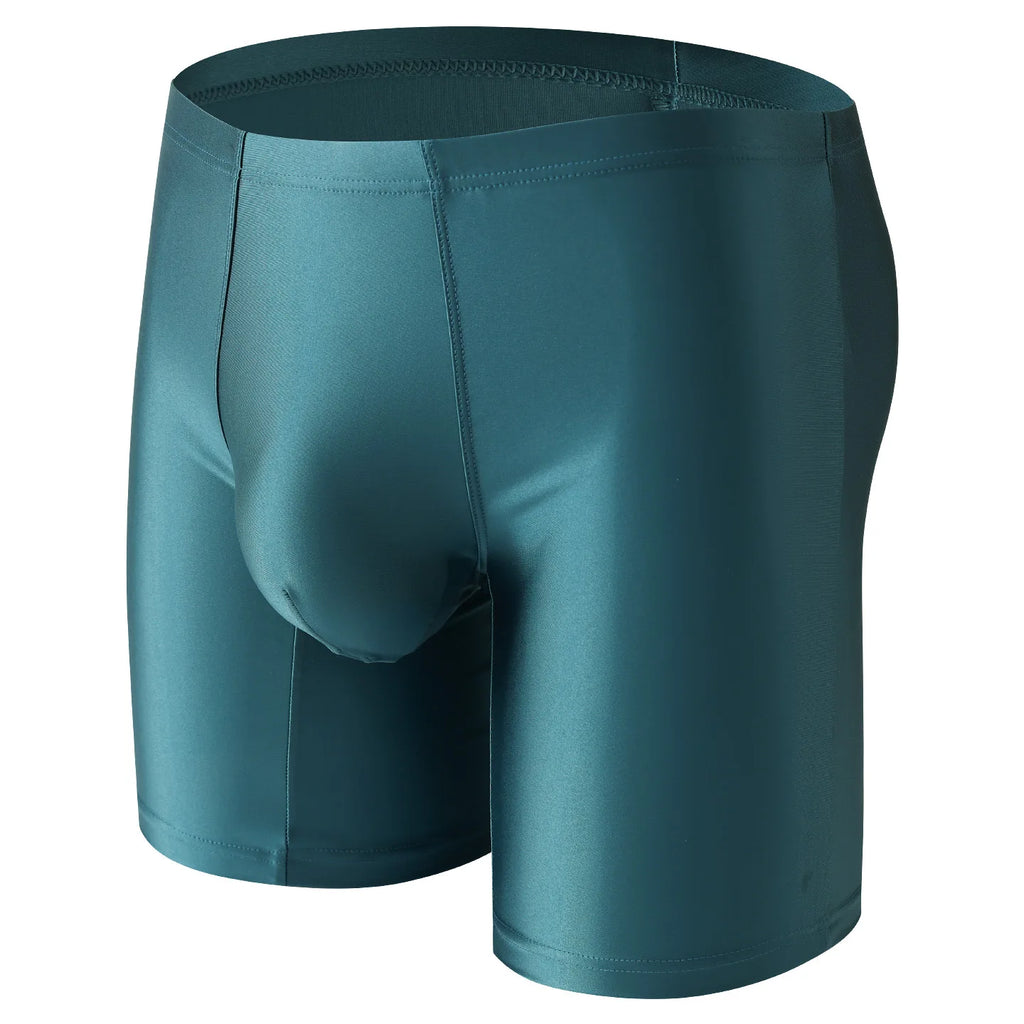 Men's Ice Silk Extended Leg Boxer Shorts – Slim Mid-Rise Underwear