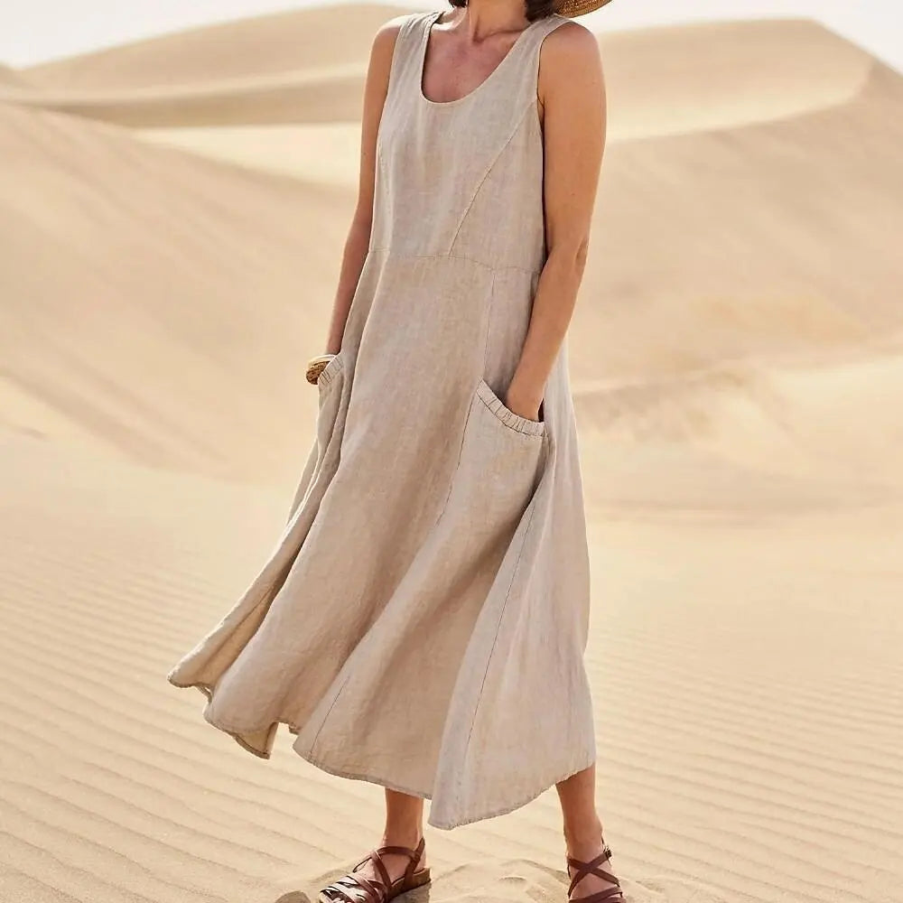 Women's Sleeveless Loose Sundress with Pockets