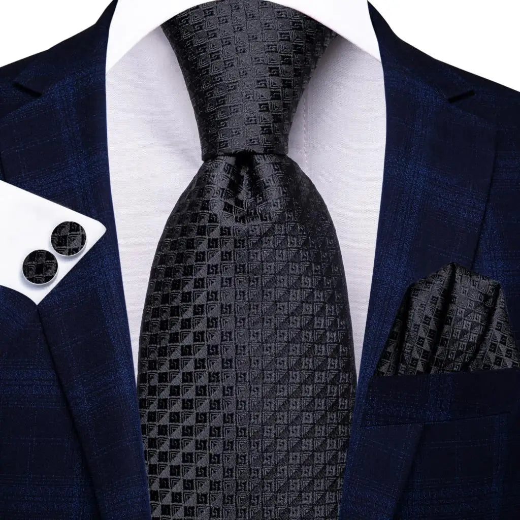Floral Necktie Set for Men — Tie, Pocket Square & Cufflinks